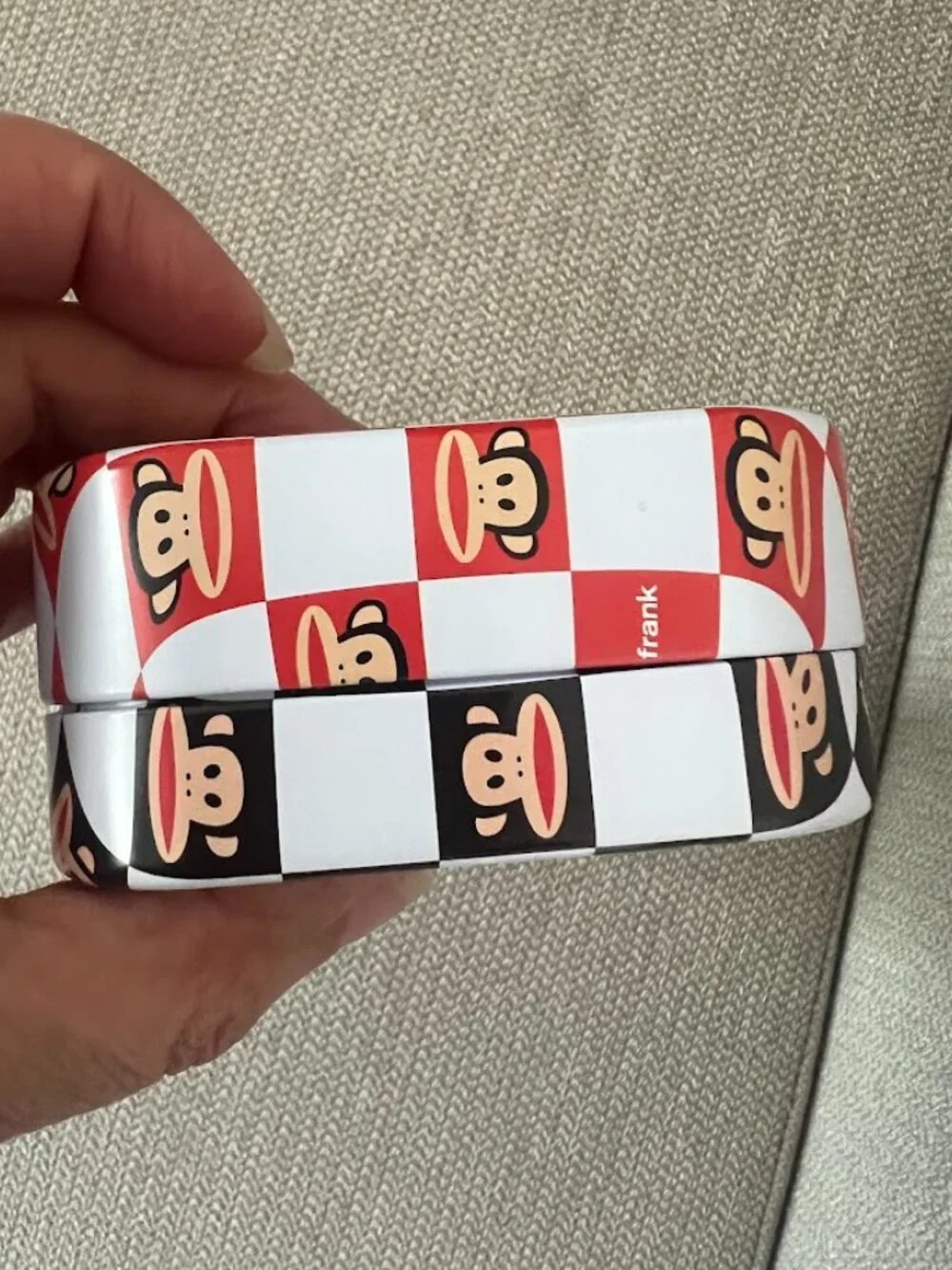Paul Frank Red Black Checkered Monkey Metal Tin Pencil Case
